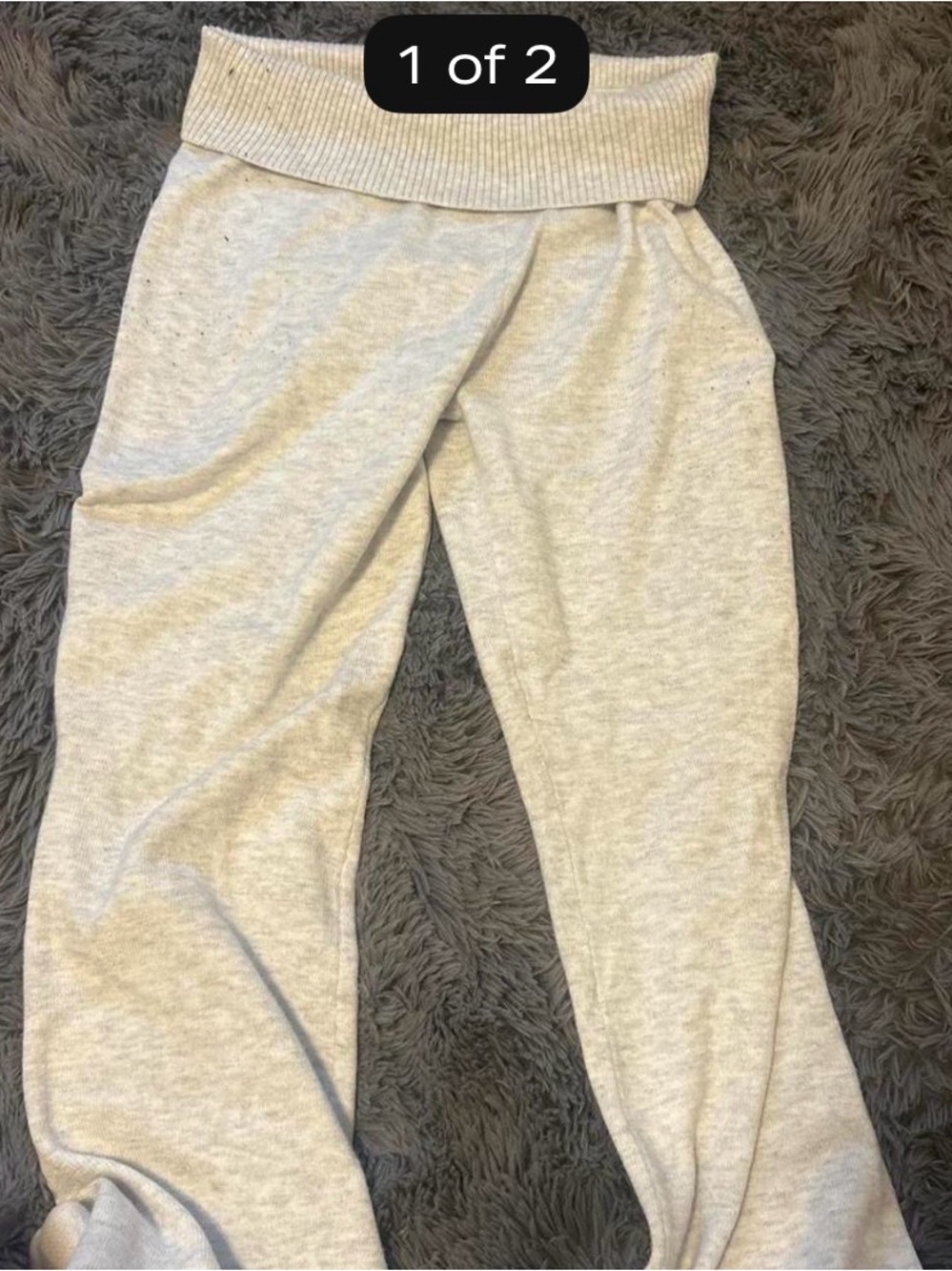 Hollister Kids Cream Sweatpants with Fold-Over Waistband
